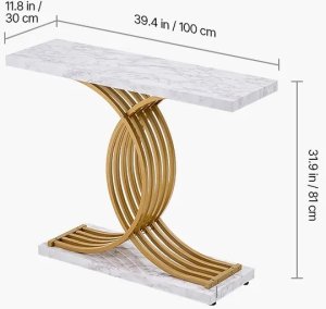 Songmics Stolik konsola wąska do przedpokoju 100cm metalowa do salonu 2