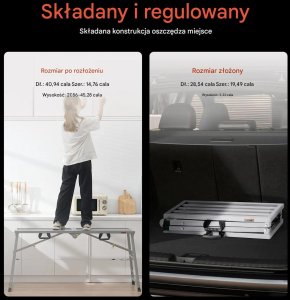 JetWorld Podest roboczy regulowany 360kg składany stalowy malowanie 5