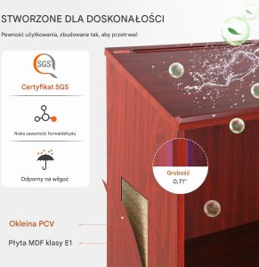 ModernHome Mównica pulpit stojący na kółkach półki drewniana do szkoły biura 4