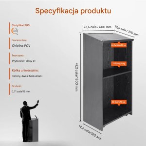ModernHome Mównica pulpit stojący 119 cm półki kółka drewniana do szkoły biura 2