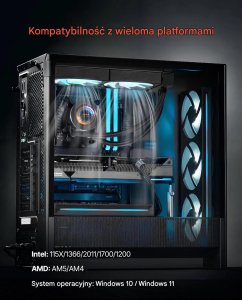 Chłodzenie wodne SilentiumPC Chłodzenie wodne CPU AIO 360mm LCD ARGB Intel AMD wydajne do PC gaming 7