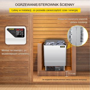 Vevor Piec do sauny elektryczny 9 kW ze sterownikiem zewnętrznym stal 4