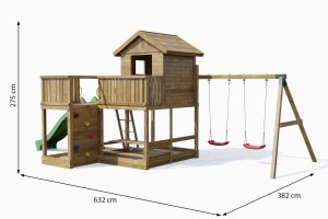 Plum Plac zabaw drewniany DUMO Leśny Domek z huśtawkami i zjeżdżalnią 4