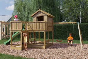 Plum Plac zabaw drewniany DUMO Leśny Domek z huśtawkami i zjeżdżalnią 5