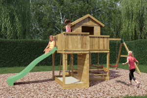 Plum Plac zabaw drewniany DUMO Leśny Domek z huśtawkami i zjeżdżalnią 6