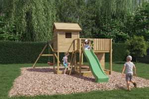 Plum Plac zabaw drewniany DUMO Leśny Domek z huśtawkami i zjeżdżalnią 7