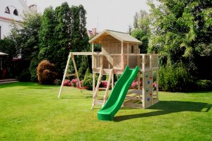 Plum Plac zabaw drewniany DUMO Mały Marynarz z domkiem, huśtawkami i zjeżdżalnią 6