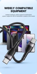 Kabel USB Kaku Kabel Toocki USB 3w1 USB-C, Micro, Lightning 100W, 1.2m, 3 końcówki do ładowania 3
