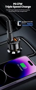 Ładowarka Kaku Ładowarka Samochodowa Toocki 60W 2 porty + Kabel 1m 5