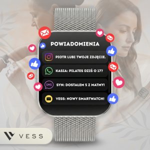 Smartwatch VESS SMARTWATCH ZEGAREK DAMSKI ZAOKRĄGLONY EKRAN 3D MENU PL AMOLED + 4 PASKI 11