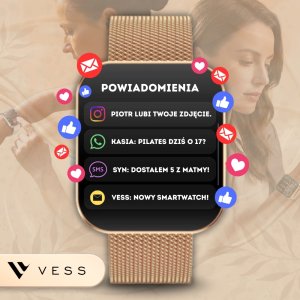 Smartwatch VESS SMARTWATCH ZEGAREK DAMSKI ZAOKRĄGLONY EKRAN 3D MENU PL AMOLED + 4 PASKI 7