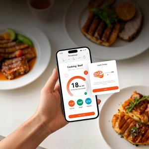Retoo Termometr kuchenny Meatmeet S Pro z aplikacją Bluetooth do grilla piekarnika wędzarni - szary 4