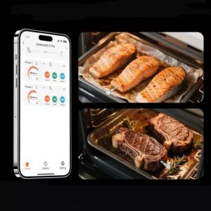 Retoo Termometr kuchenny Meatmeet X Pro z aplikacją Bluetooth/WiFi do grilla piekarnika wędzarni - czarny 3
