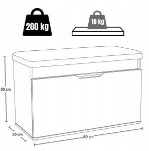 Ikonka Szafka na buty z siedziskiem i schowkiem SOTO, 80 x 50 x 35 cm 12