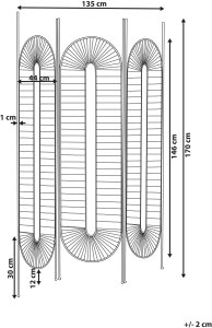 Beliani 3-panelowy parawan pokojowy NOALE Czarny 135 cm 170 cm 3