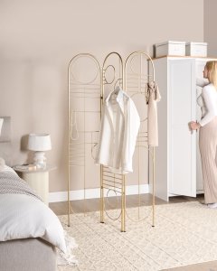 Beliani 3-panelowy parawan pokojowy TURANIA Złoty 100 cm 170 cm 2