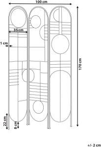 Beliani 3-panelowy parawan pokojowy TURANIA Złoty 100 cm 170 cm 3
