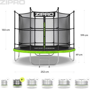 Trampolina ogrodowa Zipro Jump Pro z siatką wewnętrzną 8FT 252cm 9