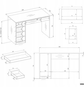 Biurko Duronic Arto Białe 120 cm x 55 cm 6