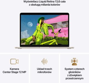 Laptop Apple Apple MacBook Air 13" M5 10-core CPU + 10-core GPU / 16GB RAM / 512GB SSD / Klawiatura US / Księżycowa poświata (Starlight) 5