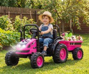 Milly Mally Milly Mally Pojazd na akumulator Traktor z przyczepą Farmer Pink EDUKAMP 14