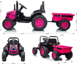 Milly Mally Milly Mally Pojazd na akumulator Traktor z przyczepą Farmer Pink EDUKAMP 15