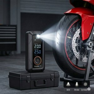 Kompresor samochodowy Farrot kompresor bezprzewodowy powerbank led 150psi pompka powietrza elektryczna Powerbank LED AUTO STOP 4