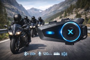 Farrot interkom motocyklowy zestaw 2 szt mesh 1.6km bluetooth 5.4 ipx7 anc 120 km/h 4 osoby 1,6km 2