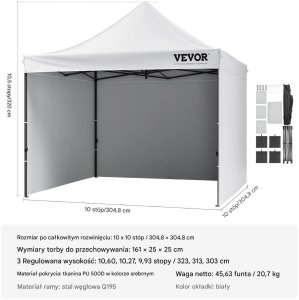 Goodhome Namiot ogrodowy 3x3m z ściankami składany pawilon pop-up torba plaża ogród 2
