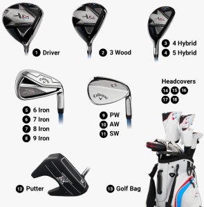 CALLAWAY Zestaw kijów do golfa XR-26 (12 kijów z torbą standbag/na nóżkach szaro-nieb-czerw, szafty stalowe, regular) 6