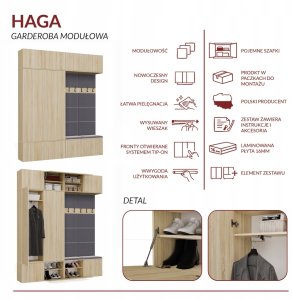 Topeshop Garderoba HAGA IV/2Sz2W DĄB SONOMA 2x Szafa + 2x Wieszak 9