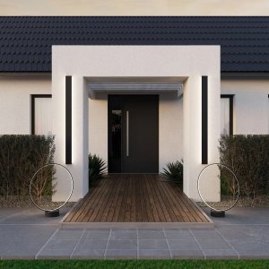 Shilo Zewnętrzna lampa stojąca Abira 9915 LED 33W 4000K IP44 metalowa czarna 3