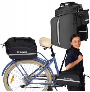 Fit4Med Torba Sakwa Rowerowa Na Bagażnik Tył Kieszeniami Wodoodporna Rozkładana 35L 2