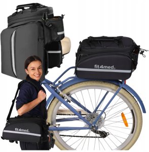 Fit4Med Torba Sakwa Rowerowa Na Bagażnik Tył Kieszeniami Wodoodporna Rozkładana 35L 3