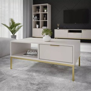 MOONWOOD Meble Stolik kawowy AUSTIN 80x60 kaszmir/złoty KOCOT MEBLE 5