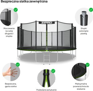 Trampolina ogrodowa Zipro Jump Pro z siatką zewnętrzną 16FT 496cm 5