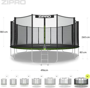 Trampolina ogrodowa Zipro Jump Pro z siatką zewnętrzną 16FT 496cm 9