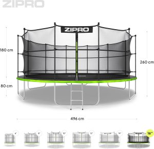 Trampolina ogrodowa Zipro Jump Pro z siatką wewnętrzną 16FT 496cm 9