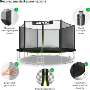 Trampolina ogrodowa Zipro Jump Pro z siatką zewnętrzną 14FT 435cm 5