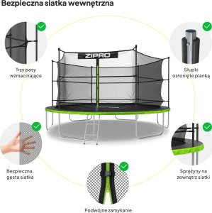 Trampolina ogrodowa Zipro Jump Pro z siatką wewnętrzną 14FT 435cm 5