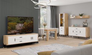 BogFran Szafa z lustrem i szufladami pokojowa 185 cm Dąb Biały Złoty DANTE DT17 8