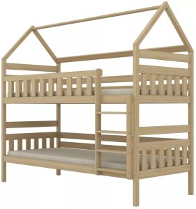 Kocot Kids Łóżko piętrowe domek FELIKS 180x90 sosna lakierowana drewniane trzyosobowe z szufladami KOCOT KIDS 3