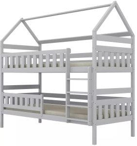 Kocot Kids Łóżko piętrowe domek FELIKS 200x80 białe drewniane trzyosobowe z szufladami KOCOT KIDS 3