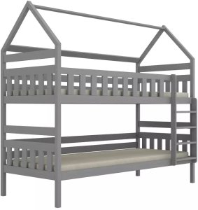 Kocot Kids Łóżko piętrowe domek FELIKS 200x80 szare drewniane trzyosobowe z szufladami KOCOT KIDS 5