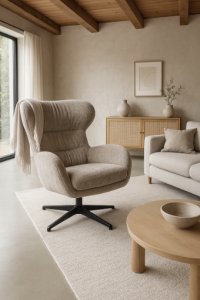 Mebel Elite Fotel wypoczynkowy Louis taupe szenil obrotowy LOFT do salonu gabinetu 12