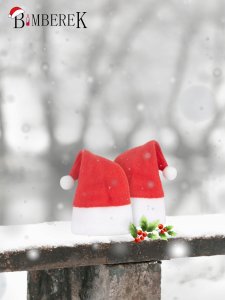Dekoracja świąteczna Christmas Gifts 5X CZAPKA MIKOŁAJA NA BUTELKĘ Czapeczki Świąteczne Na NALEWKI LIKIER WINO 11