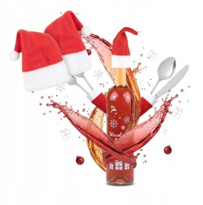 Dekoracja świąteczna Christmas Gifts 5X CZAPKA MIKOŁAJA NA BUTELKĘ Czapeczki Świąteczne Na NALEWKI LIKIER WINO 2