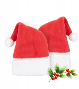 Dekoracja świąteczna Christmas Gifts 5X CZAPKA MIKOŁAJA NA BUTELKĘ Czapeczki Świąteczne Na NALEWKI LIKIER WINO 5