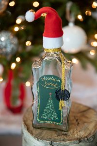 Dekoracja świąteczna Christmas Gifts 5X CZAPKA MIKOŁAJA NA BUTELKĘ Czapeczki Świąteczne Na NALEWKI LIKIER WINO 9