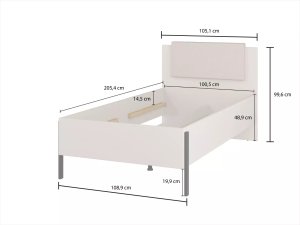 Selsey Łóżko młodzieżowe JUKON 100x200 kaszmirowe z pojemnikiem i tapicerowanym zagłówkiem HELVETIA 5
